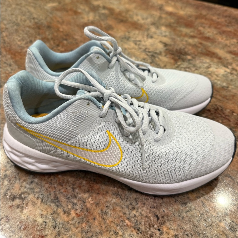 Nike Women's Light Blue and Yellow Revolution Running Shoes